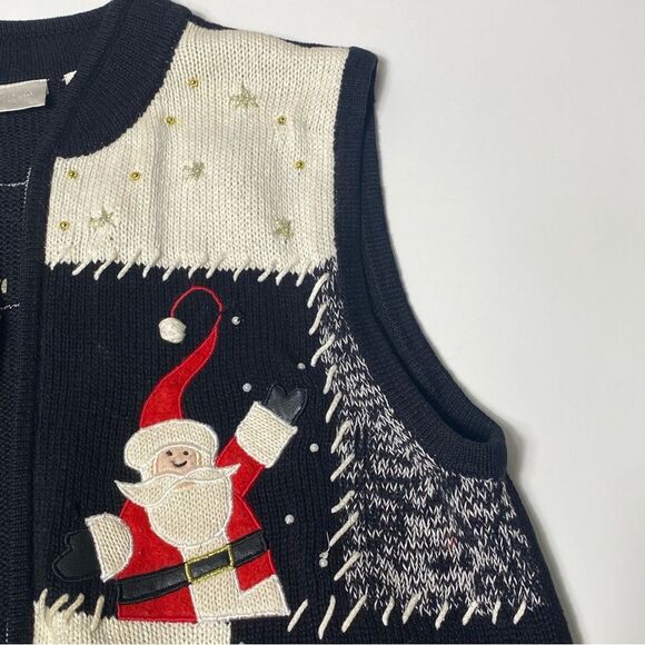 Vintage Erika Zipper Front Ramie/Cotton Christmas Sweater Vest Women's Size S - Picture 4 of 15